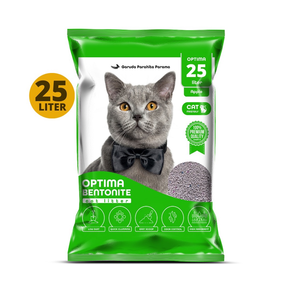 Pasir Kucing Gumpal OPTIMA Cat Litter Premium Wangi Apple 25 LITER