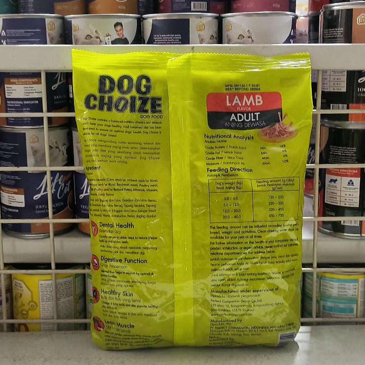 Makanan Anjing Dog Choize Adult Lamb Flavour Kemasan 800G