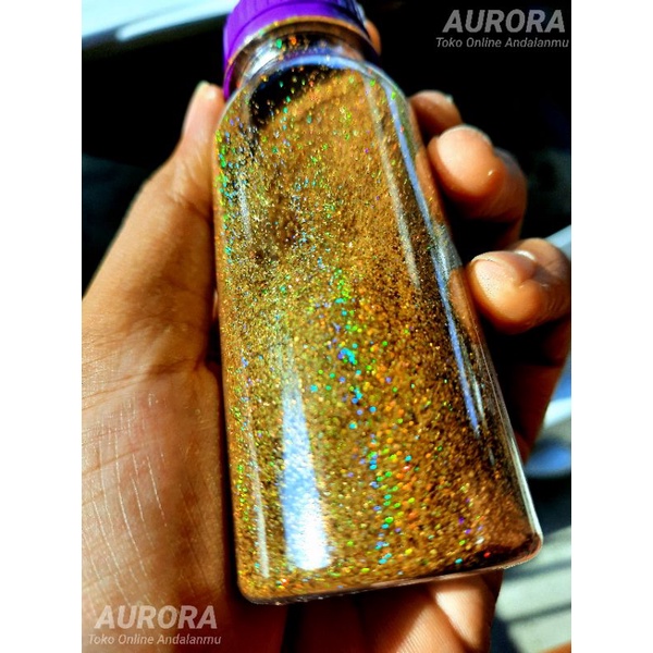 Gliter Serbuk Glitter Hologram Gold Emas Bubuk Pelangi Xiralic Rainbow Renbo Untuk Campuran Cat Atau