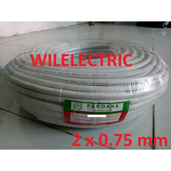 PERDANA Kabel listrik serabut NYMHY 2 x 0.75 2x0.75 mm putih 100m rol