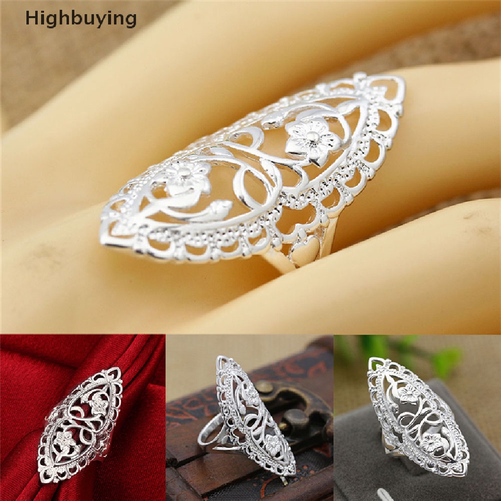 Hbid Fashion Lucu925 Sterling Silver Diisi Berongga Besar Cincin Ladies Women Rings Hot Glory