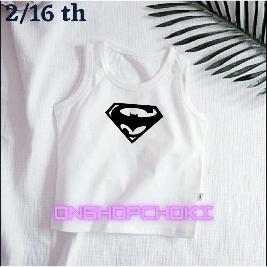 Singlet Anak unisex LOGO BATMEN VS SUPERMEN Usia 2-16 tahun Singlet Anak Anak Pakaian Anak Unisex Cowok/Cewek