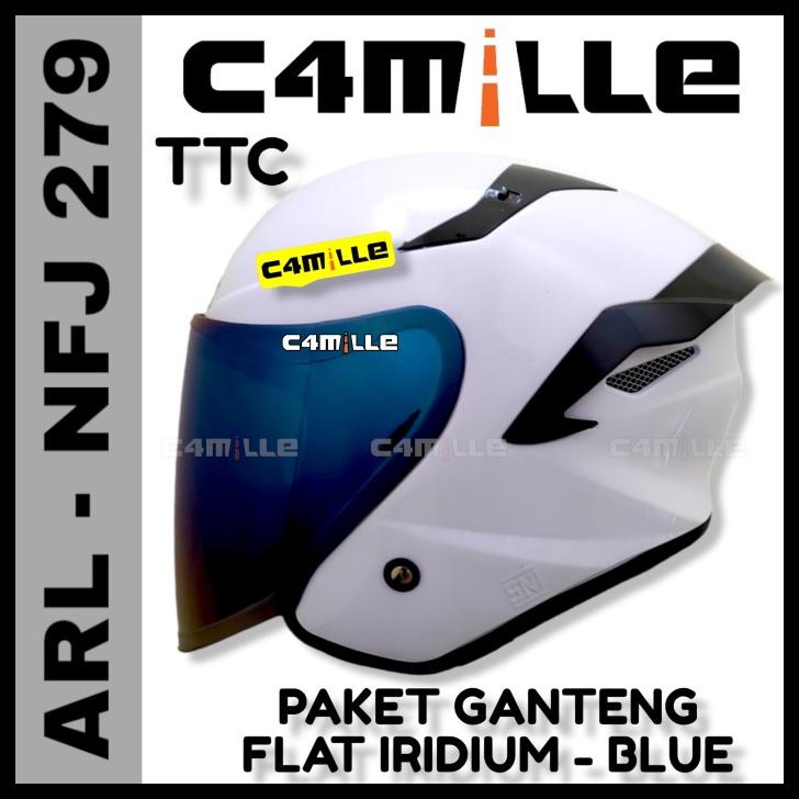 Paket Ganteng Helm Arl Tt Course Nfj Kairoz 279 Solid White Half Face