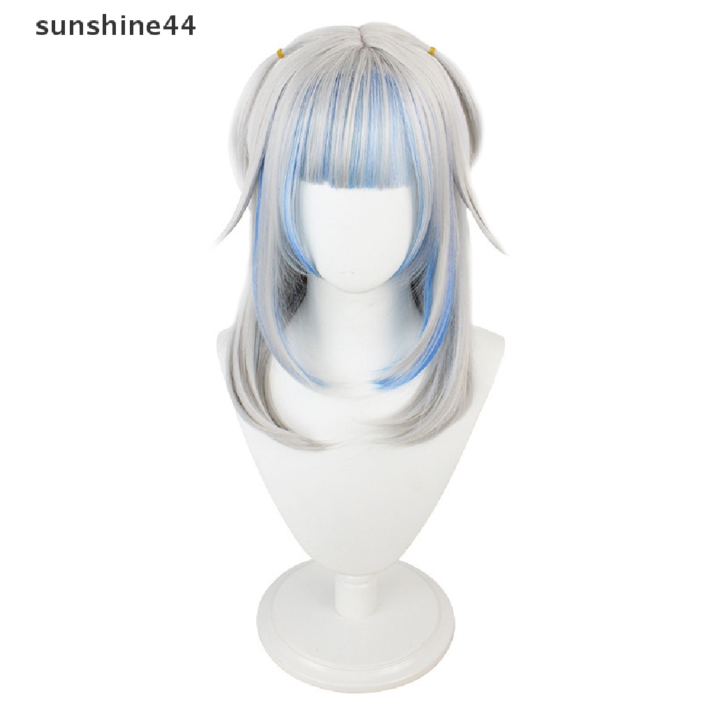 Sunshine Anime Hololive Gawr Gura Cosplay Wig Tahan Panas Wig Sintetis Halloween Cosplay Party Decor Dewasa Props.