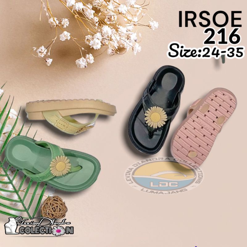 SANDAL JEPIT KARET IRSOE BUNGA KRISAN 216 TEBAL -+4CM TANGGUNG 24-35