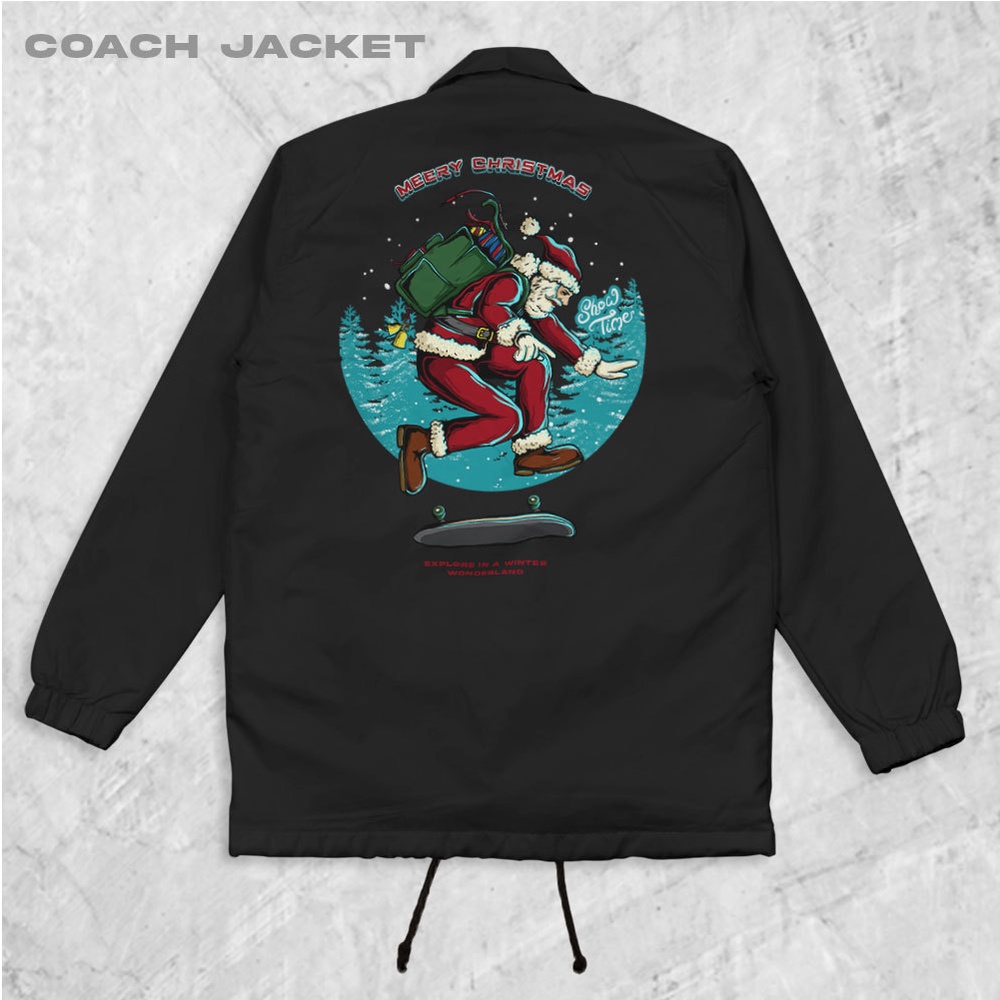 HIPNOP SANTASKATE Jaket Coach Natal Jaket Zipper Pria Jaket Parasut Unisex