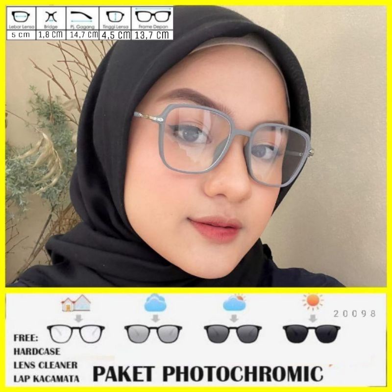 Kacamata Wanita Photocromic Antiradiasi Minus