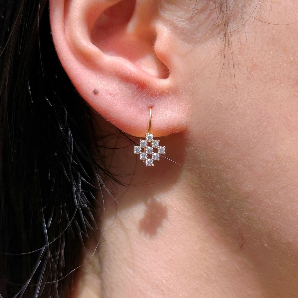 Anting desi anak dan dewasa emas asli kadar 700 70 16k diamond look segi giwang kerabu simple mewah classic