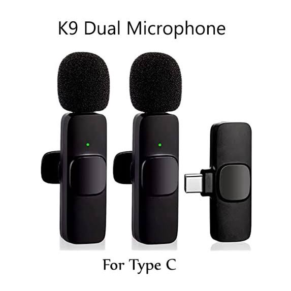 MICROPHONE CLIP ON WIRELESS TYPE C LIGHTNING USB IP K9 2 DUAL MIC - TYPE C