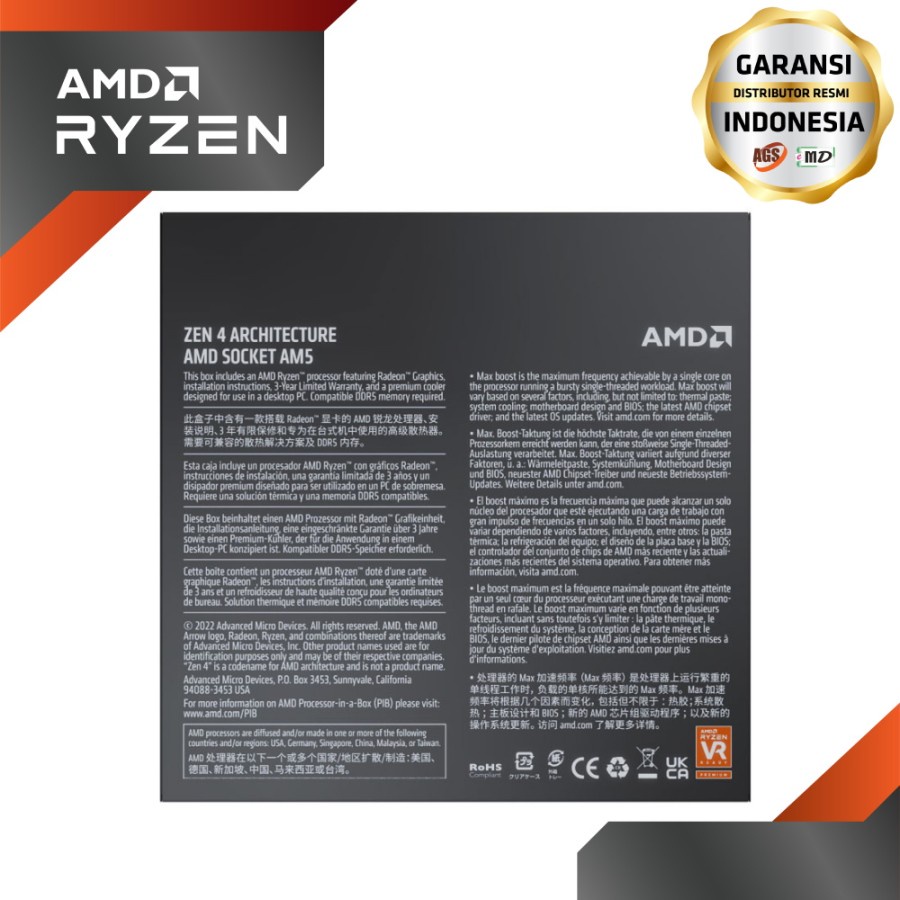 Processor AMD AM5 Ryzen 9 7900 3.7Ghz Up To 5.4Ghz