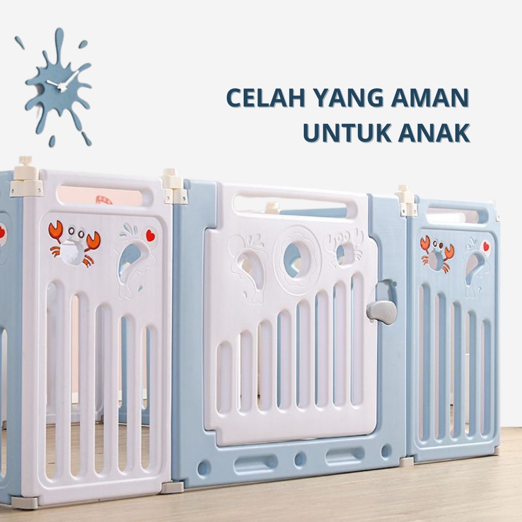 KIDDAILY PAGAR MAINAN ANAK 12+2 FREE RING BASKET BABY FENCES PAGAR BAYI PLAYPEN PLAY FENCE