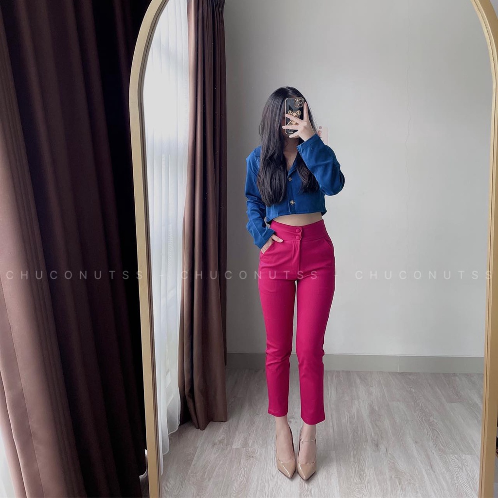 JOYFIT - CELANA IMPORT CHOKDEE BANGKOK HW DUA KANCING CELANA BKK TWO BUTTONS HIGHWAIST PANTS IMPORT 