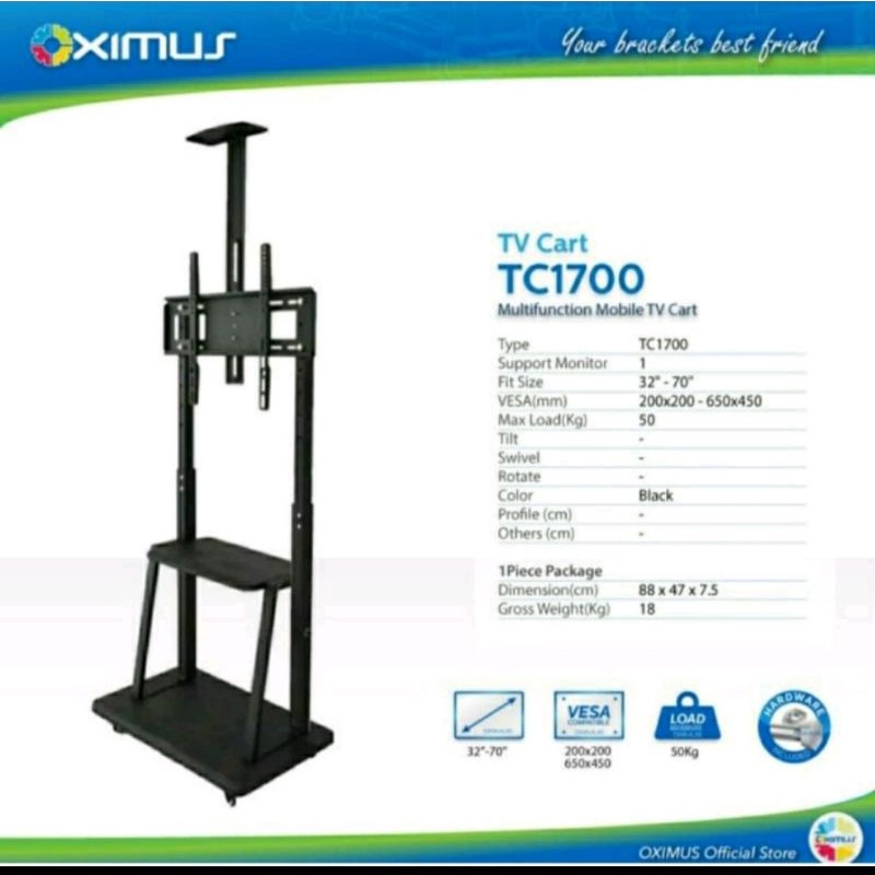 Bracket  Standing Roda LED TV 32-65 Oximus TC_1700