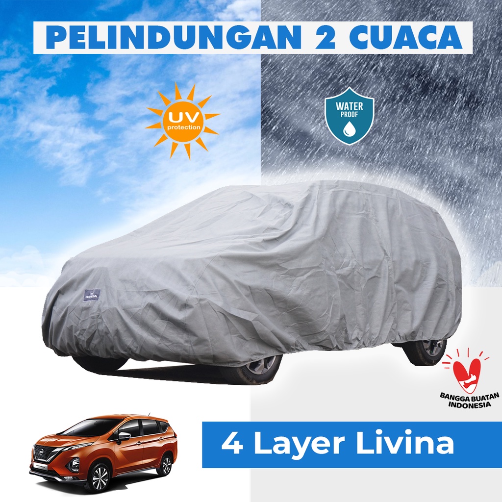 4 Lapis Body Cover Mobil Grand Livina Outdoor Sarung Mobil Livina Tahan Air Waterproof