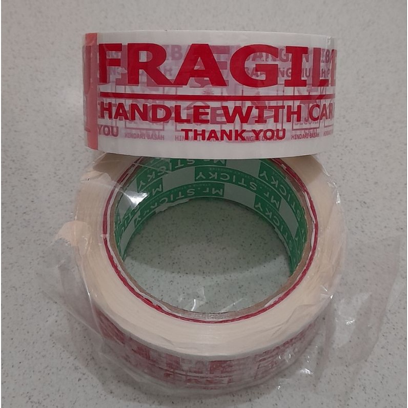 Lakban Fragile Jangan Dibanting Merah Putih 45mm x 100yard