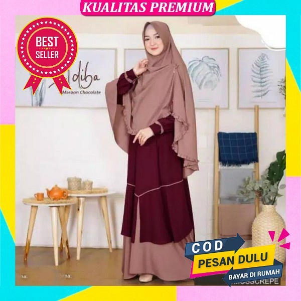 Ansori Dress Kondangan Gamis Wanita Kekinian Busui Friendly Gaun Pesta Muslimah Ceruty Babydoll Akse