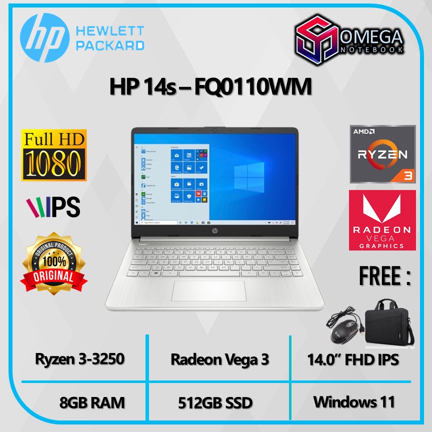 Laptop HP 14s Ryzen 3 3250 8GB 512GB Vega 3 Windows 11 14,0 FHD