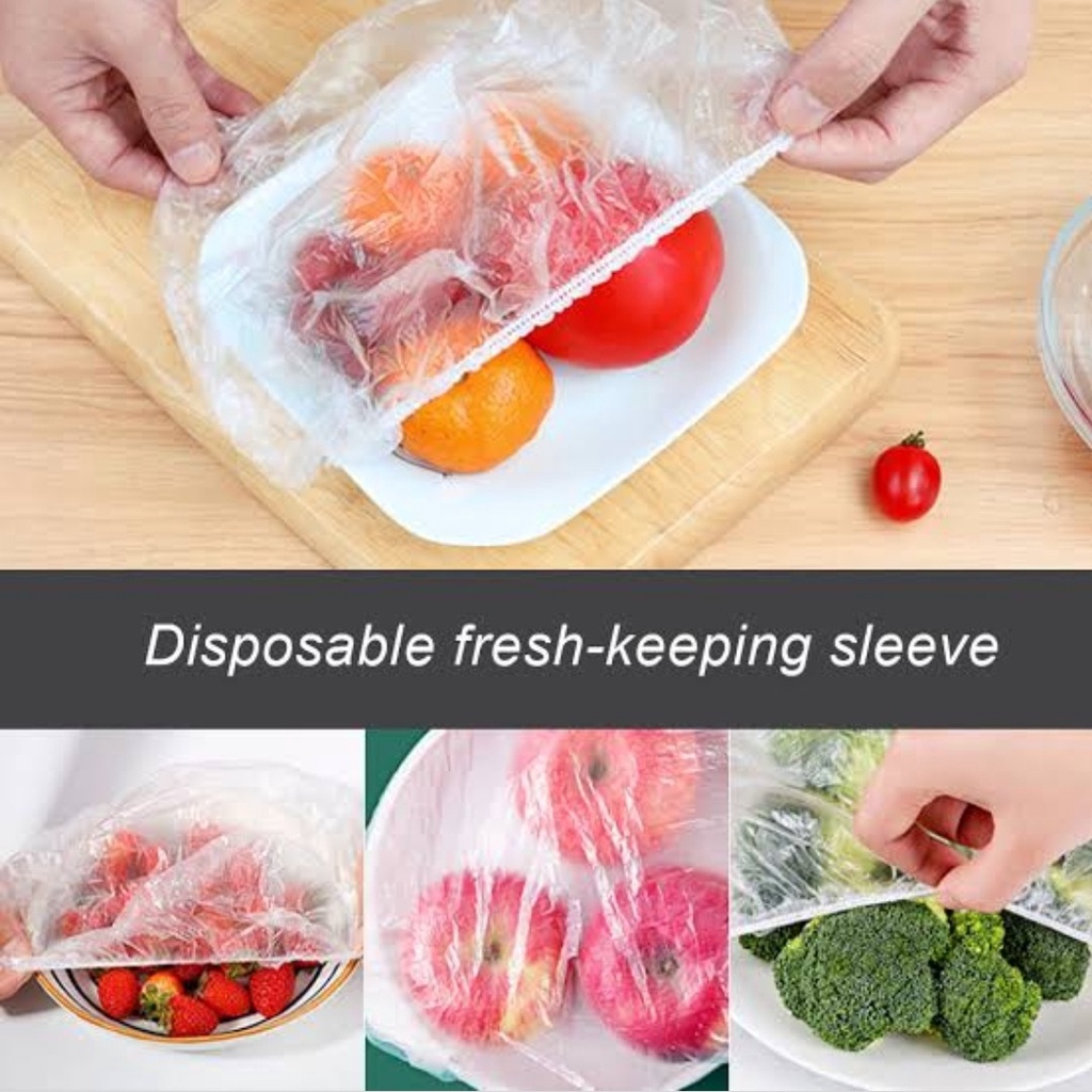 ⭐️𝐈𝐇𝐒 𝟖𝟒𝟖 𝐋𝐚𝐦𝐩𝐮𝐧𝐠⭐️Plastik Penutup Makanan Buah Buahan Karet Anti Debu Shower Cap Serbaguna 95pcs