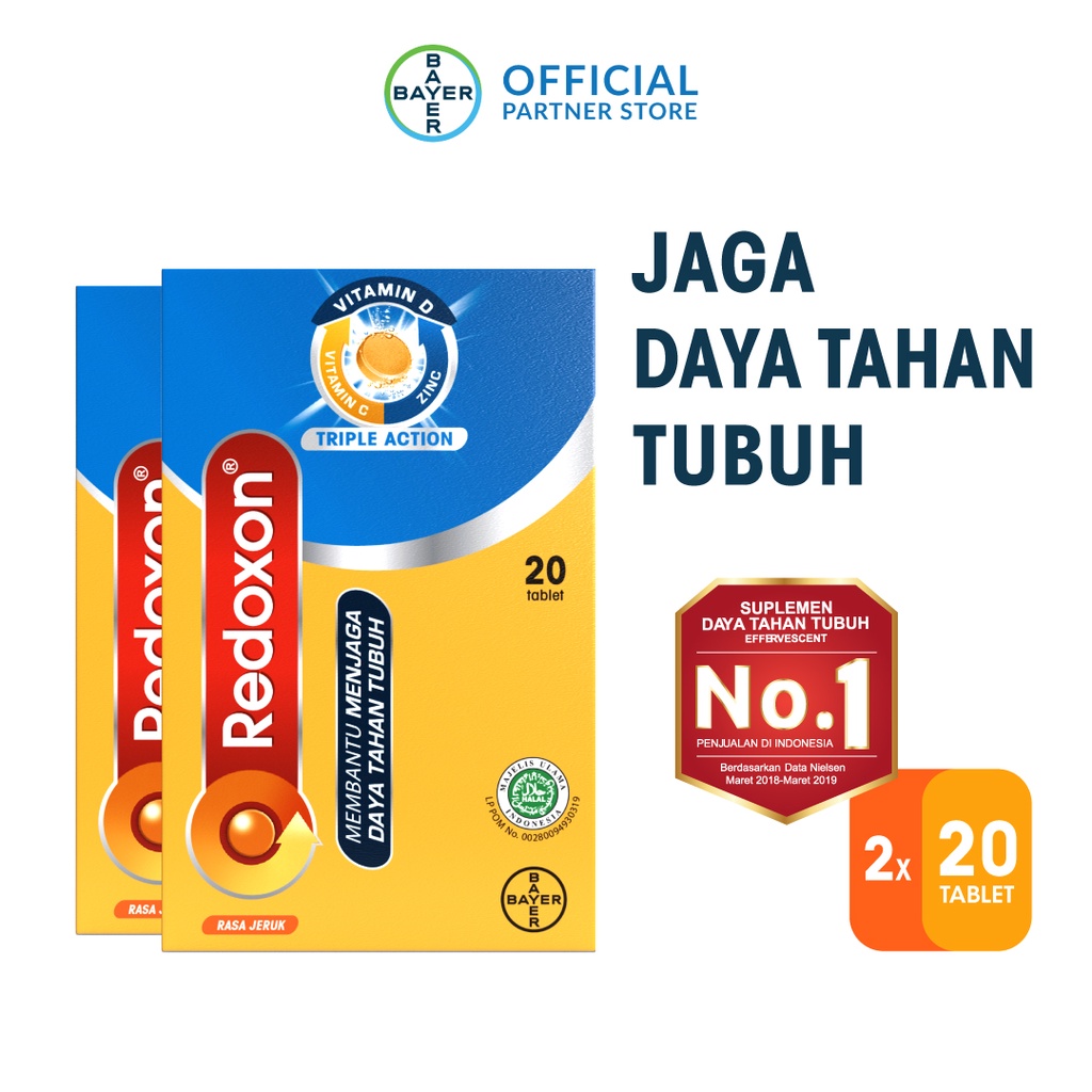 Redoxon Vitamin C + Zinc Rasa Jeruk 20 Tablet x 2Unit