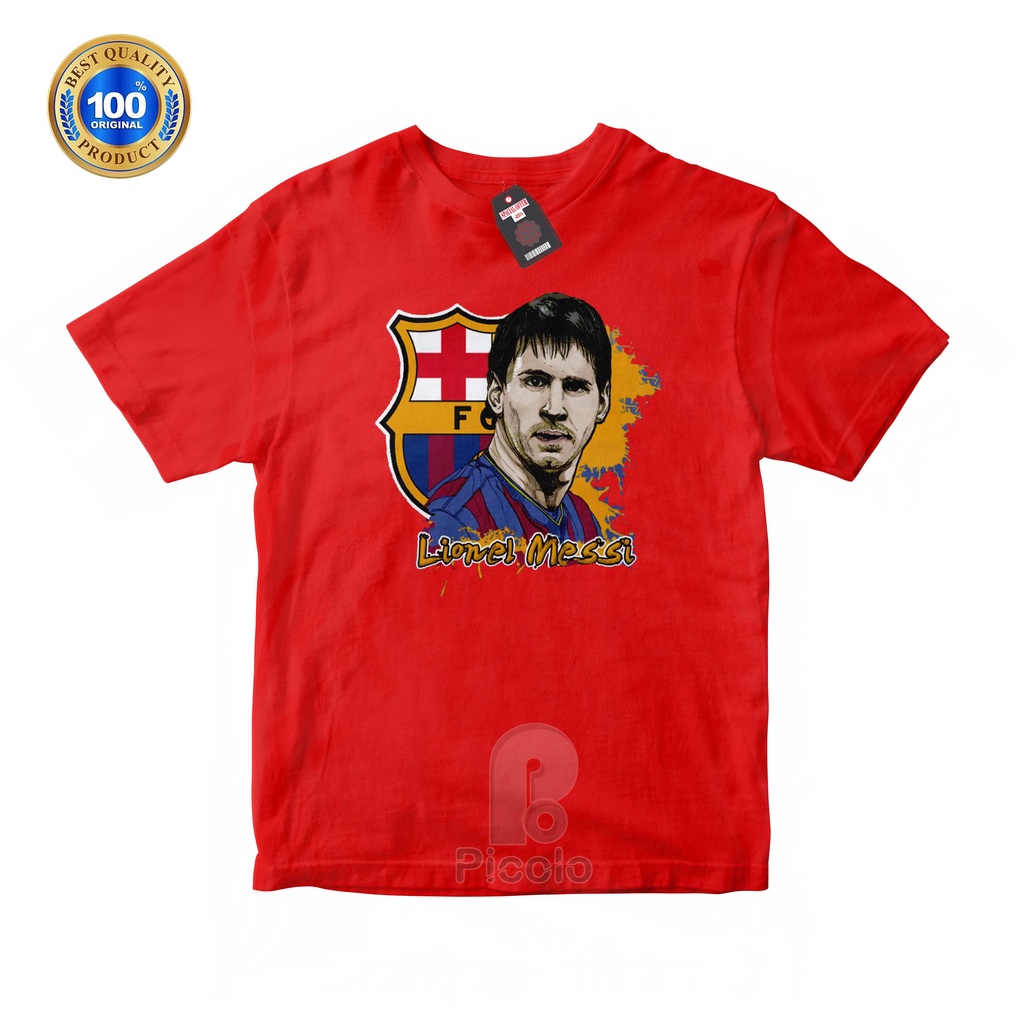 (FREE NAMA) BAJU KAOS ATASAN ANAK MOTIF LIONEL MESSI Bahan COTTUN