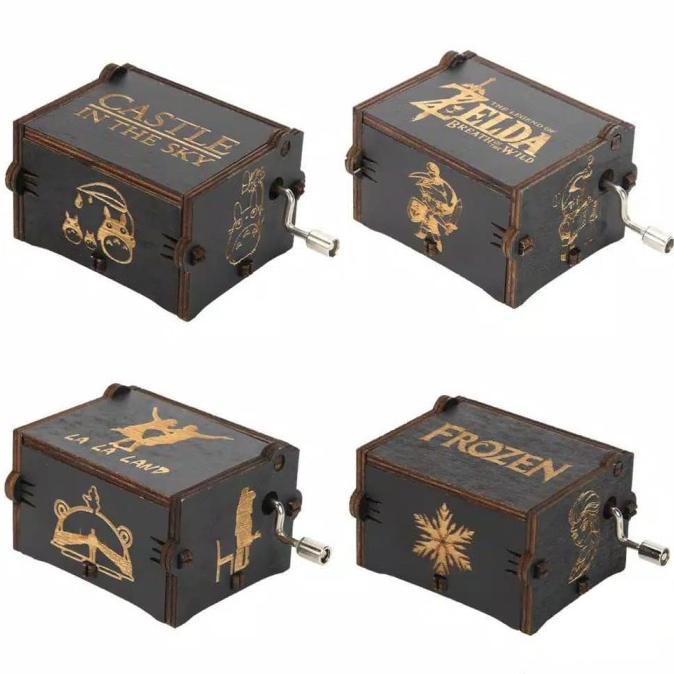 Kotak Musik Lalaland Frozen Zelda Wooden Music Box Vintage