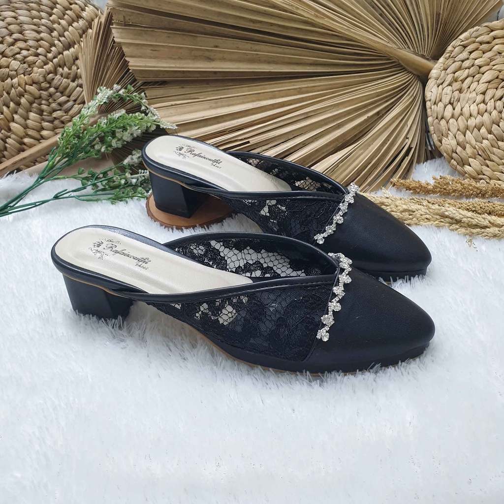 Sepatu wedding pesta cantik alexna hitam 5cm tahu