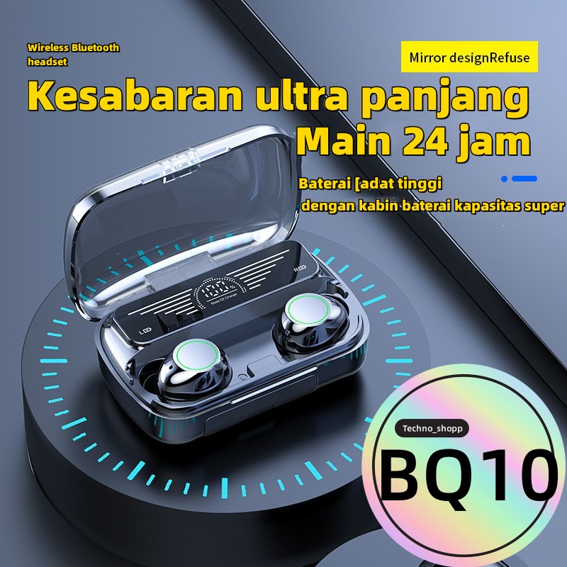 (COD)BQ10 Bluetooth Headset Twin Baru Bateri Tinggi 5.3 Di telinga Description android/iphone