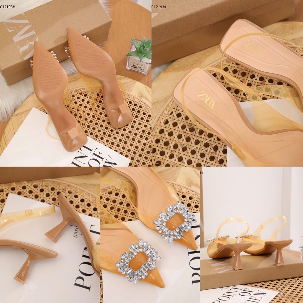 ZR Viniy Hiasan Diamond With Logo Mules Heels Shoes C12193