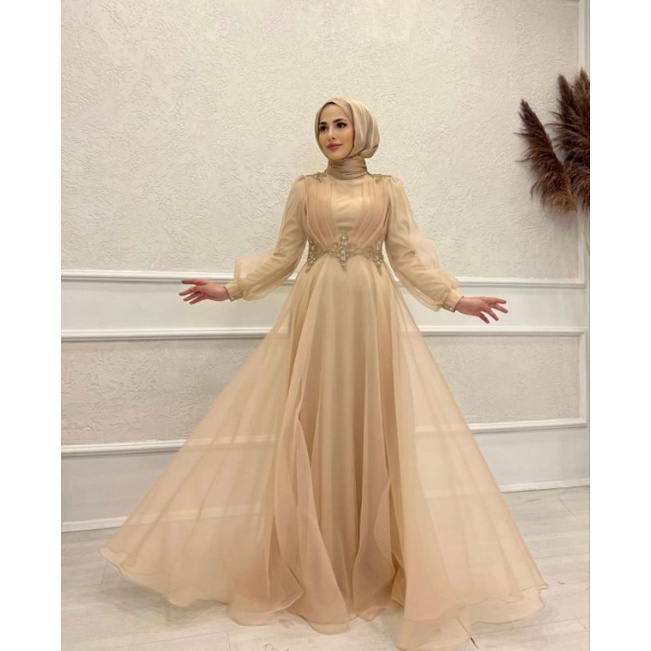dress organza dewasa hijab muslim couple dengan anak