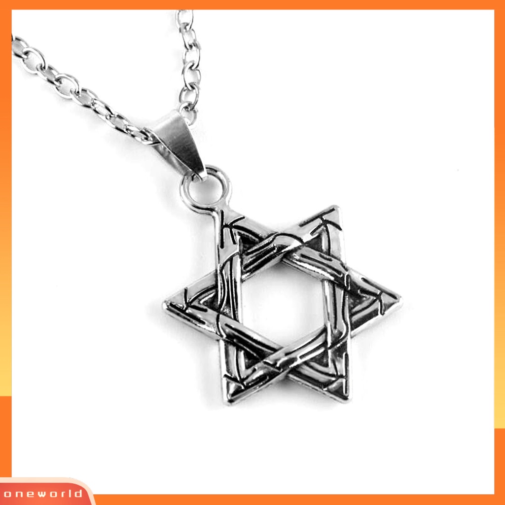 {oneworld} Unisex Hip Hop Hexagram Bentuk Liontin Kalung Rantai Fashion Perhiasan Aksesori