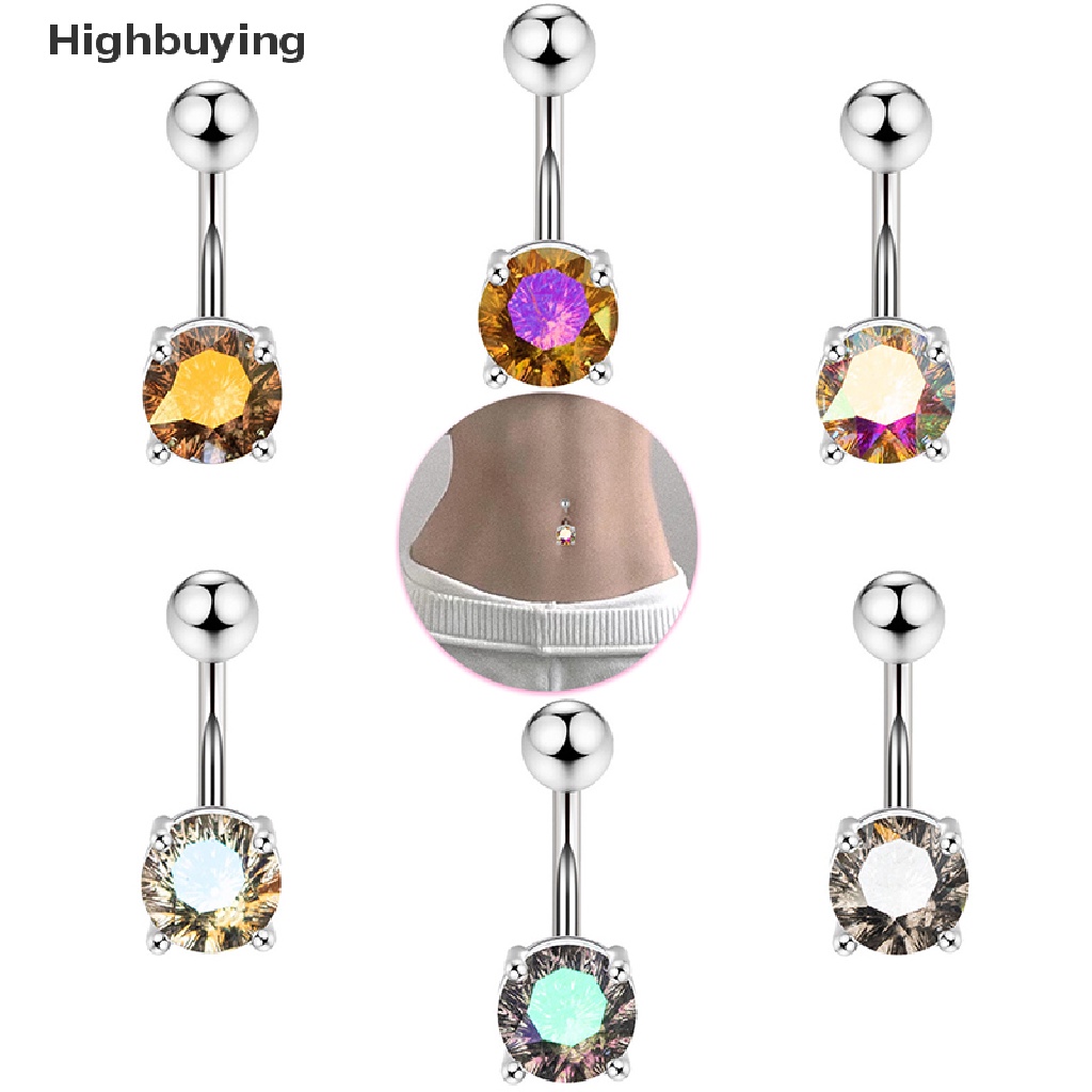 Hbid Multifaceted Zircon Navel Nail Stainless Steel Pusar Kuku Tubuh Cincin Glory