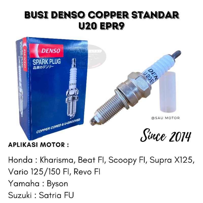 Saumotor Busi Denso U20 Epr-9 Busi Motor Beat Fi Scoopy Fi Vario 125/150 Supra X125 Original
