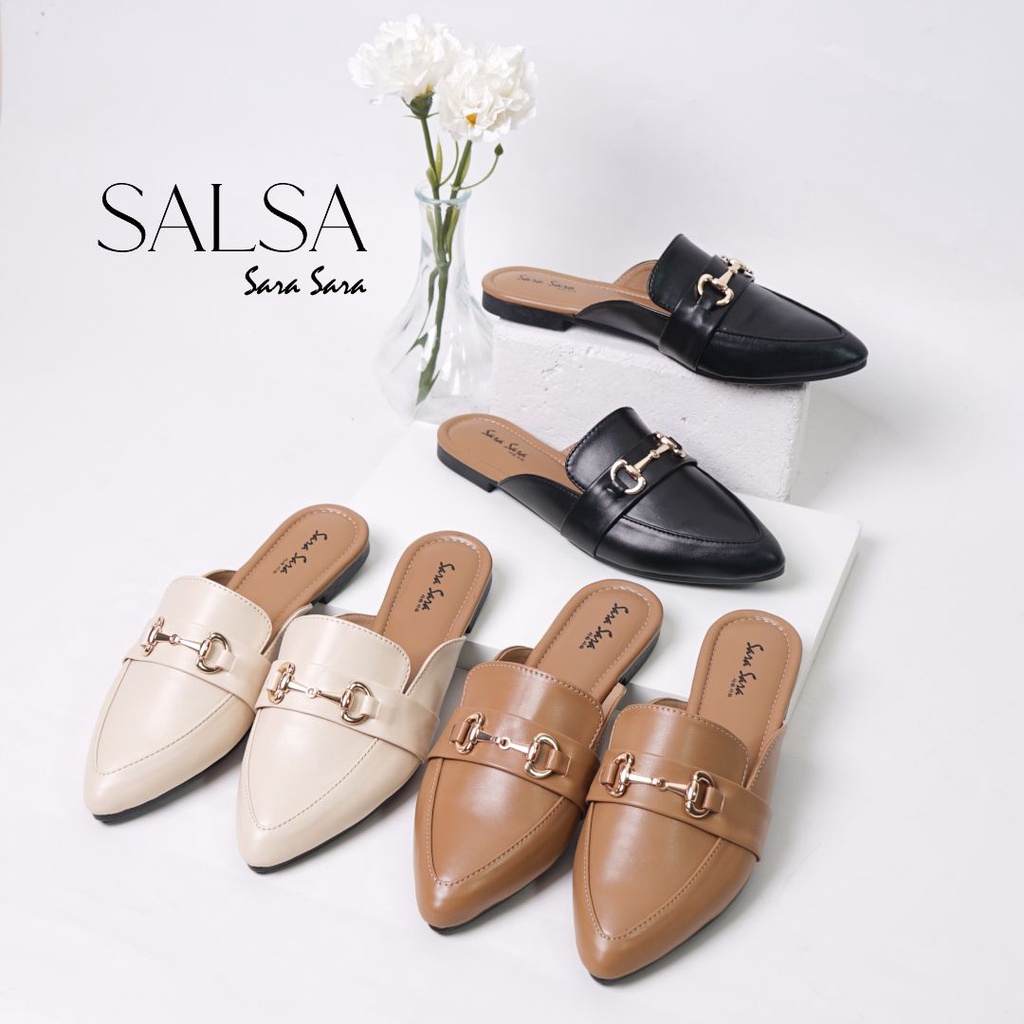 Sara Sara SALSA Sandal slop wanita casual flat mules sendal cewek kekinian