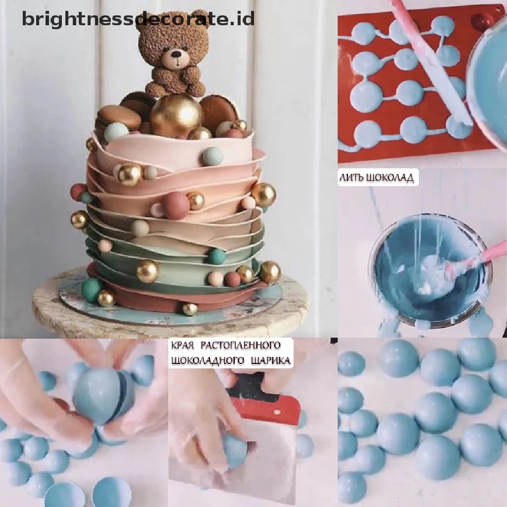 [Birth] Cetakan Kue Bentuk Bulat Brown Half Ball Sphere Silicone Chocolate Dessert Mould [ID]
