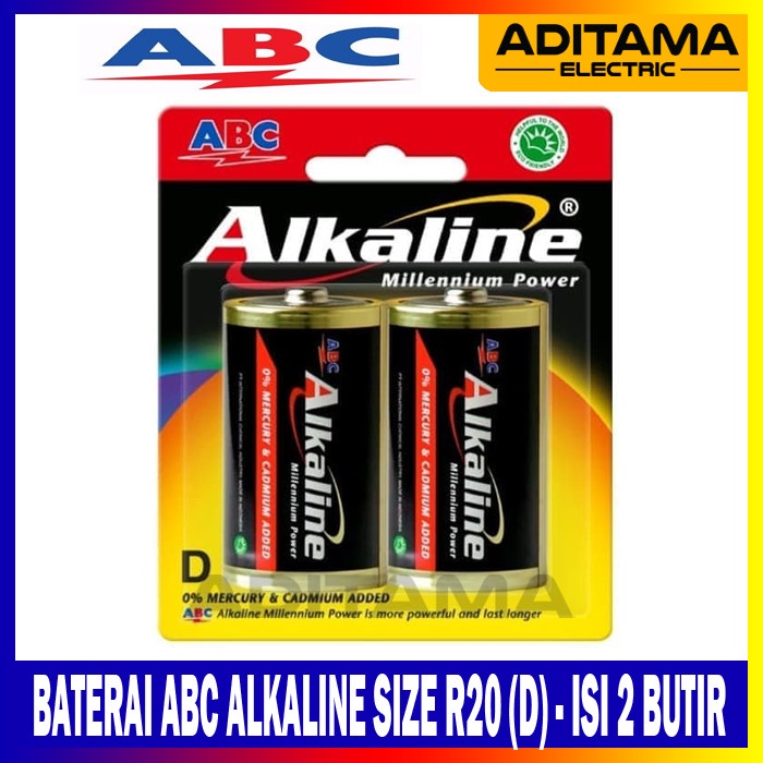 BATERAI ABC ALKALINE LR20 (D) 2B