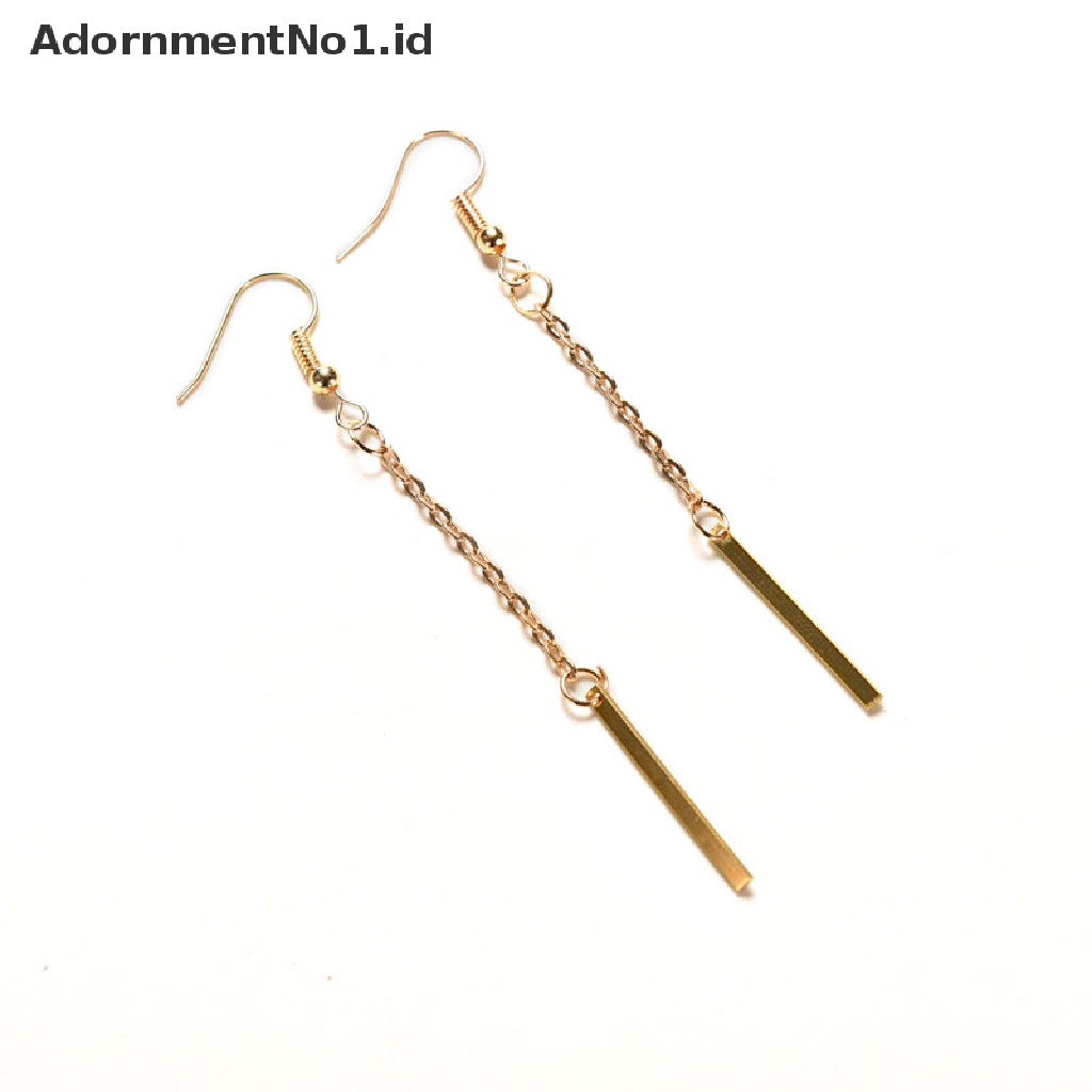 [AdornmentNo1] Fashion Perhiasan Wanita Berlapis Emas Panjang Menjuntai Drop Chain Hook Earrings Ear Stud [ID]