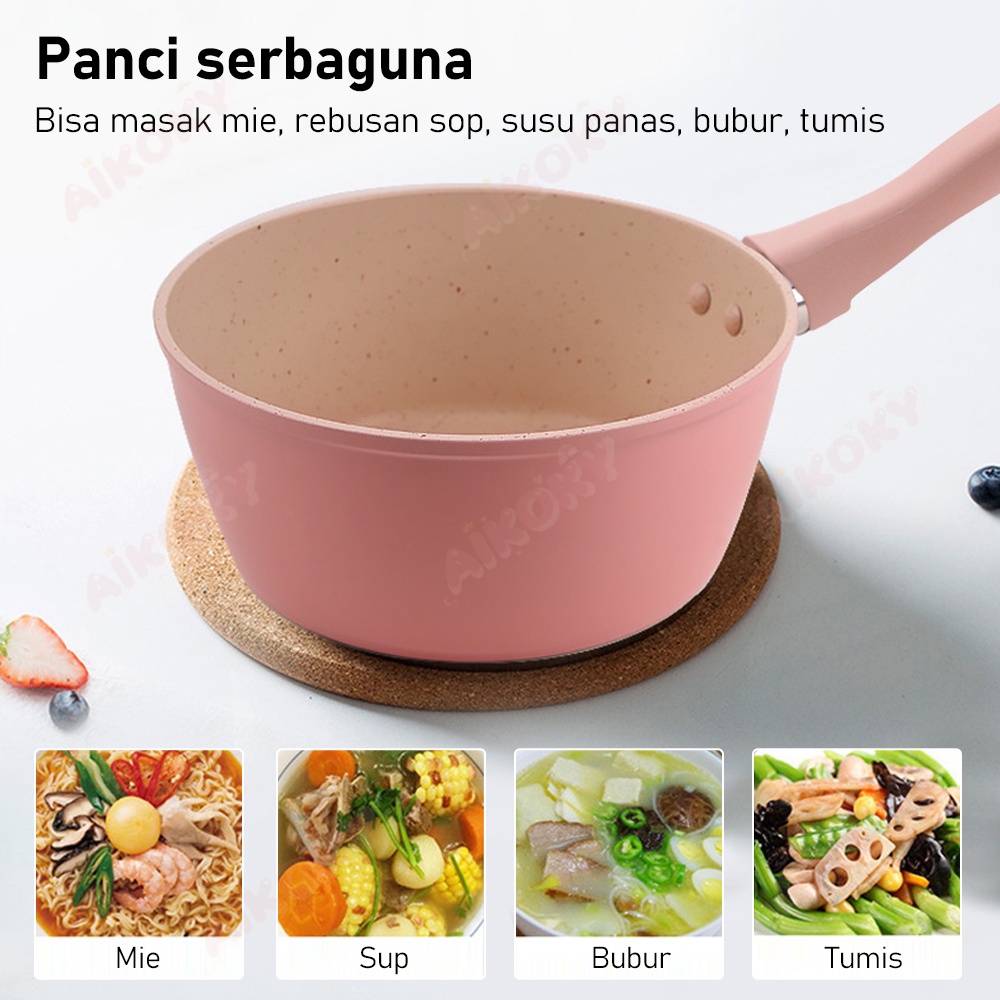 Aikoky Panci Susu Mini Panci Teflon Marble Sauce Pot Anti Lengket 12-14 CM