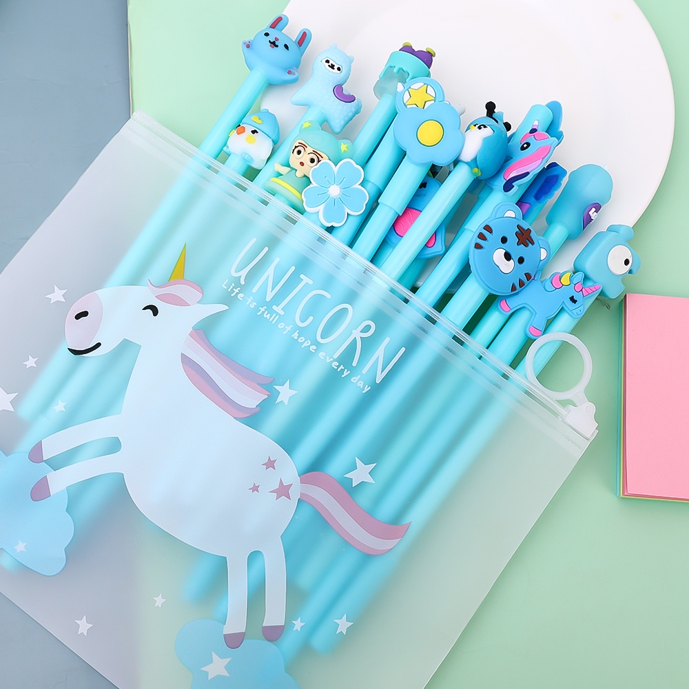 20pcs/set Pena Tinta Kartun Set Lucu Warna Permen 0.5mm Hitam Gel Pena Sekolah Kantor Tulis Alat Tulis Supplie Hadir Pulpen Untuk Anak-Anak