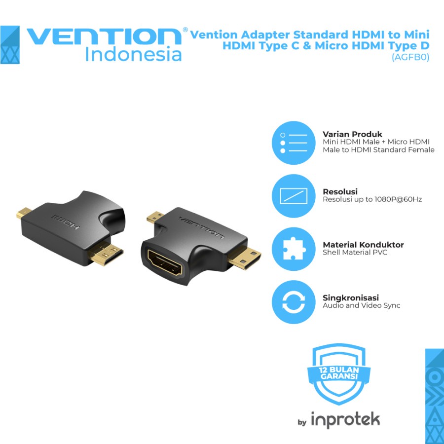 Vention Adapter Standard HDMI to Mini HDMI dan micro hdmi