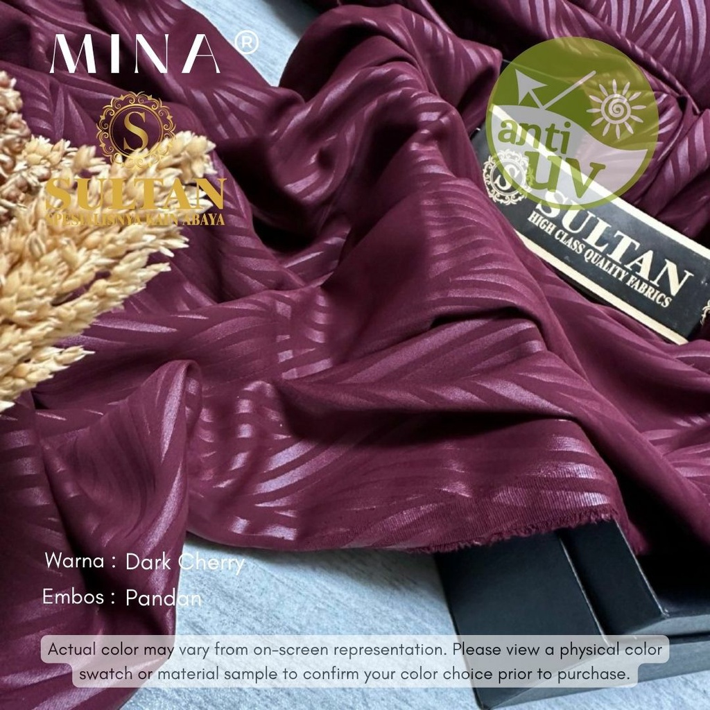 50CM EMBOS PANDAN MINA DARK CHERRY ANTI UV KAIN ABAYA SULTAN