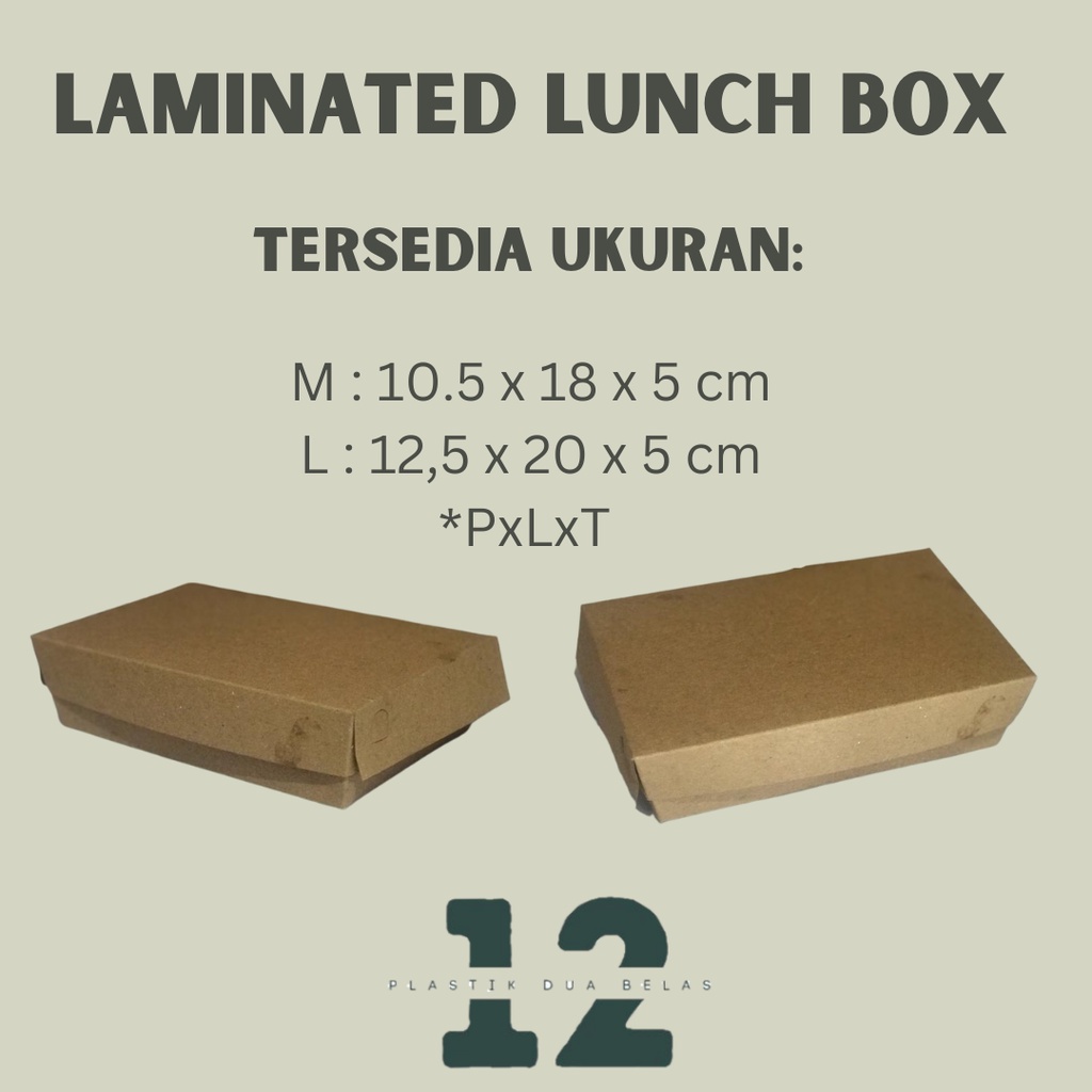 LAMINATED LUNCH BOX KRAFT KOTAK NASI WARNA COKLAT S,M,L 350gsm