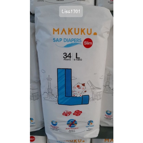MAKUKU Slim SAP Diaper Pants(Celana) M.32/L.34 / XL.32/ XXL.28 Popok Anti Gumpal