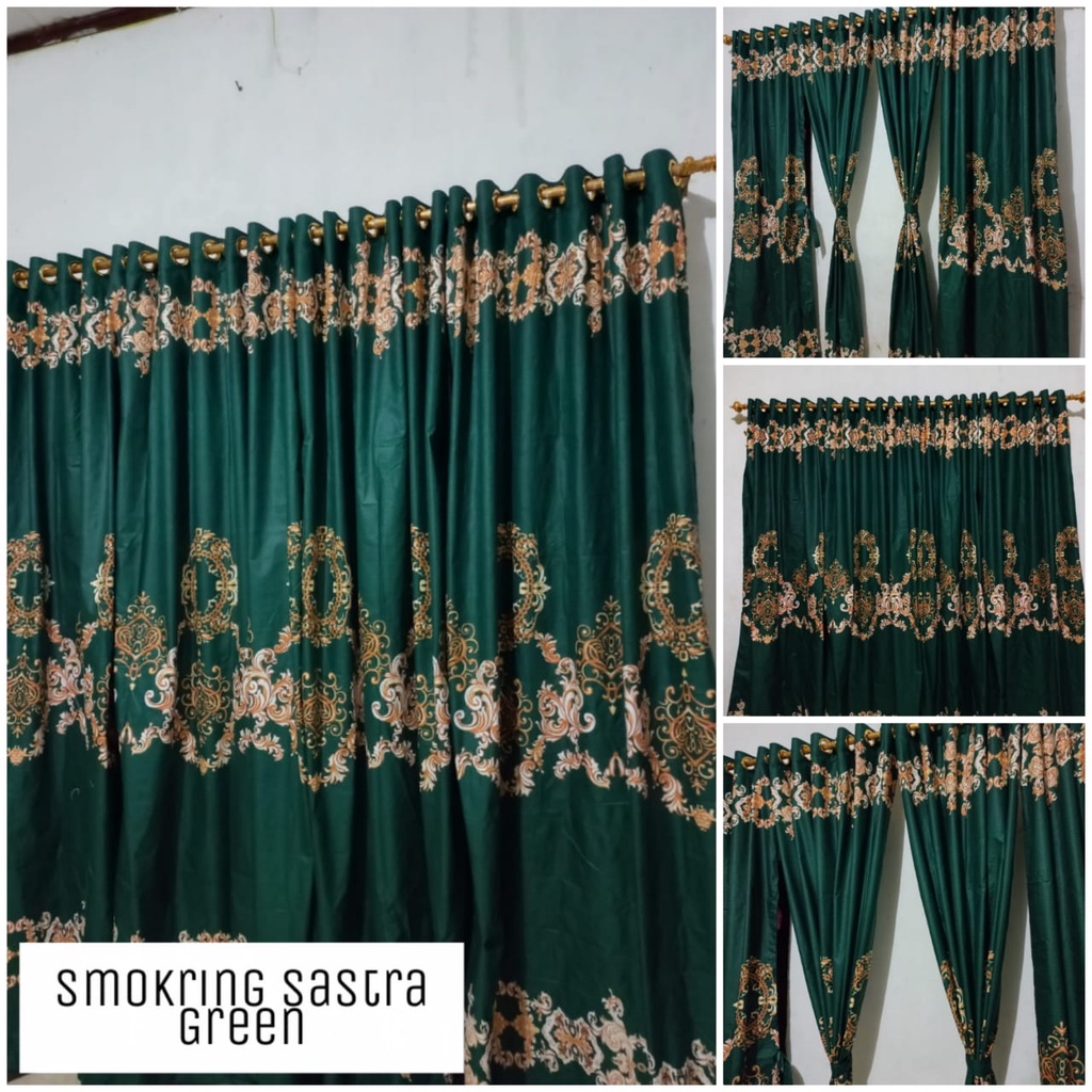 (COD) Gorden Smokring / Hordeng Bunga Smokring Ring 12 Bisa Jendela Motif Sultan Sastra Hijau Batik 