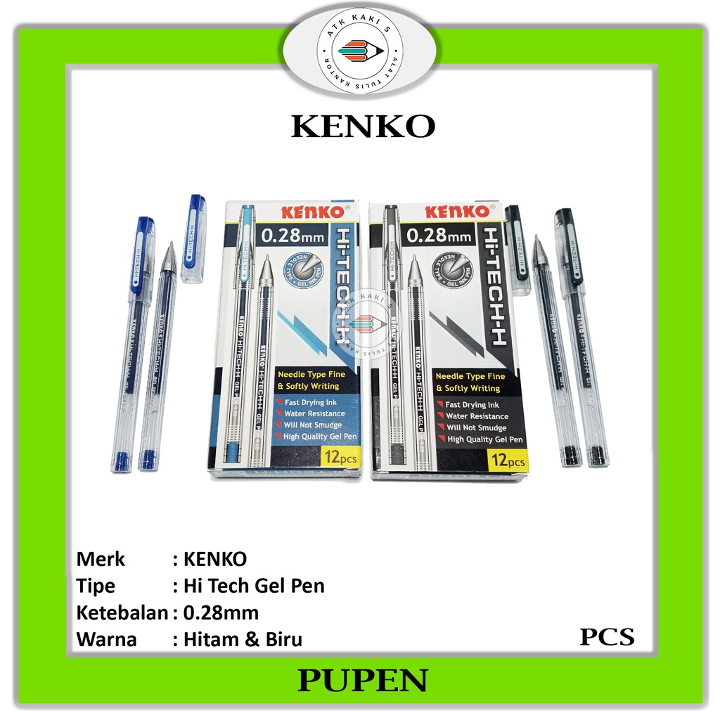 

KENKO - Pulpen Tinta Gel Hi-Tech 0.28mm Hitam & Biru - Pcs
