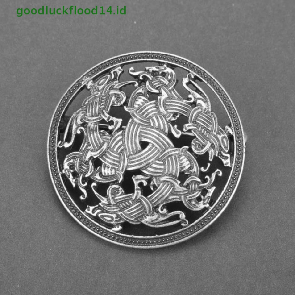 [GOOGFOUR] 1pc Viking Pertengahan Perisai Bros Pin Jubah Selendang Pin Celtic Norse Jewellery [Atas]