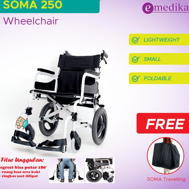 Kursi Roda Traveling Soma Aluminium 250 14" ( Wheelchair Roda Kecil )