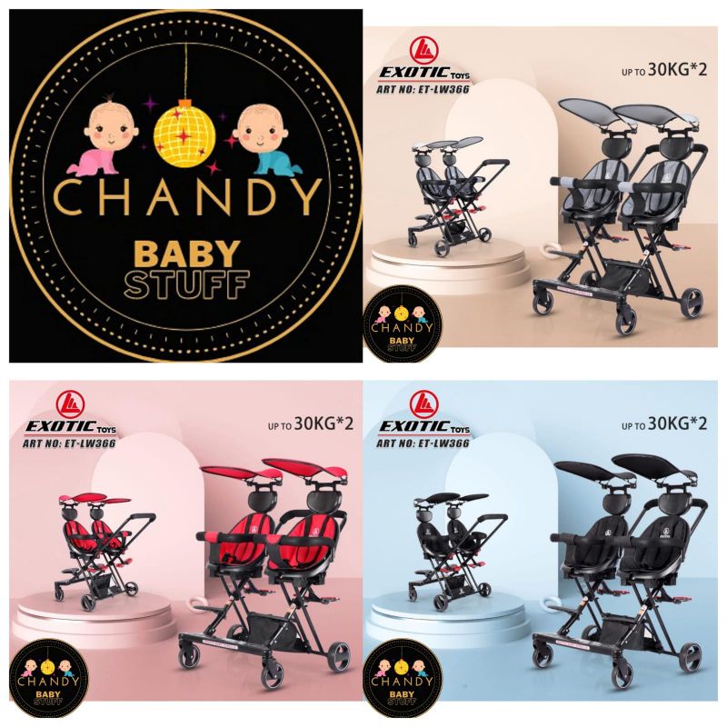 STROLLER BABY KEMBAR / TWIN EXOTIC LW 366 ( BISA HADAP DEPAN BELAKANG )