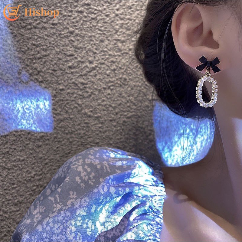 Anting Busur Untuk Wanita Manis Berongga Mutiara Drop Earrings Fashion Perhiasan Aksesoris