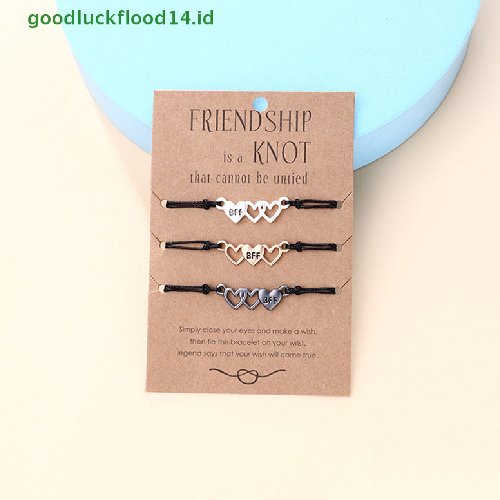 [GOOGFOUR] 3buah Set Fashion Pria Dan Wanita Gelang Tali Berbentuk Hati BFF Huruf Liontin Sahabat BFF Persahabatan Perhiasan [TOP]