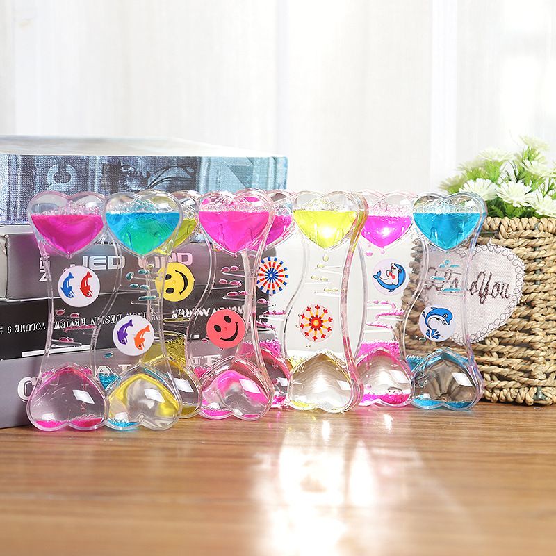 Hiasan dekorasi rumah hati decoration motion bubble drip oil hourglass double Color mixed Liquid motion Timer clock cairan minyak